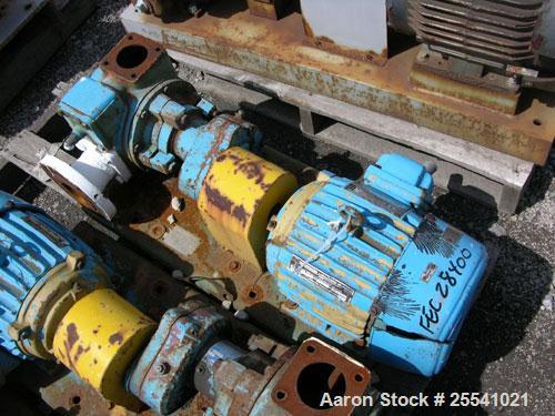 Used Blackmer Gear Pump, Model GSX2 1/24, Carbon Steel. 2.5" Inlet/outlet, rated up to 155 GPM, on base with 5 hp, 230/460 volt motor.