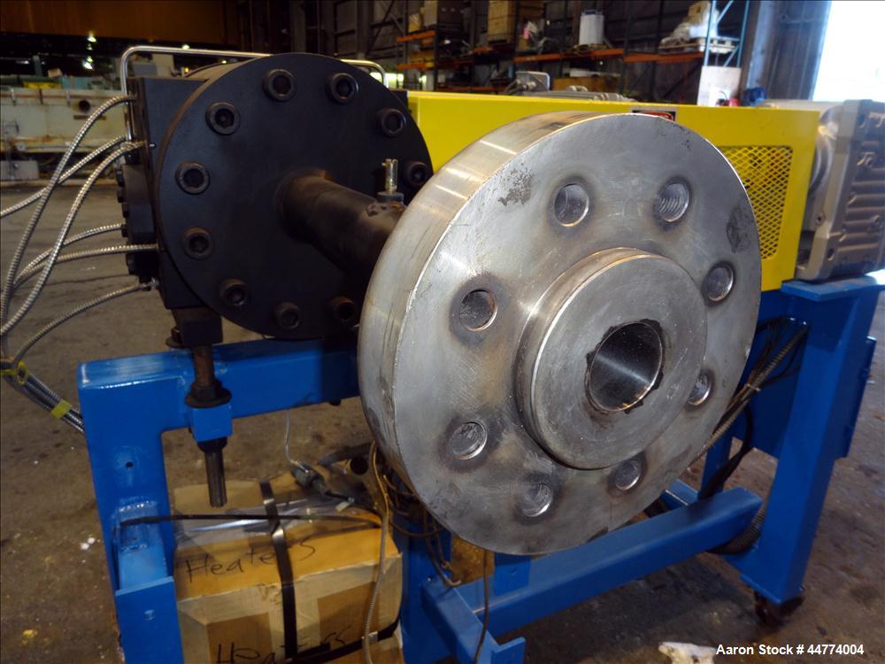 Used LCI Gear Pump, Model ES90/90. Driven by a Marathon 40 hp, 190-380 volt, 3600 rpm motor with a Sew-Eurodrive 18.96:1 gearbox ratio. Mounted on carbon steel frame with casters.