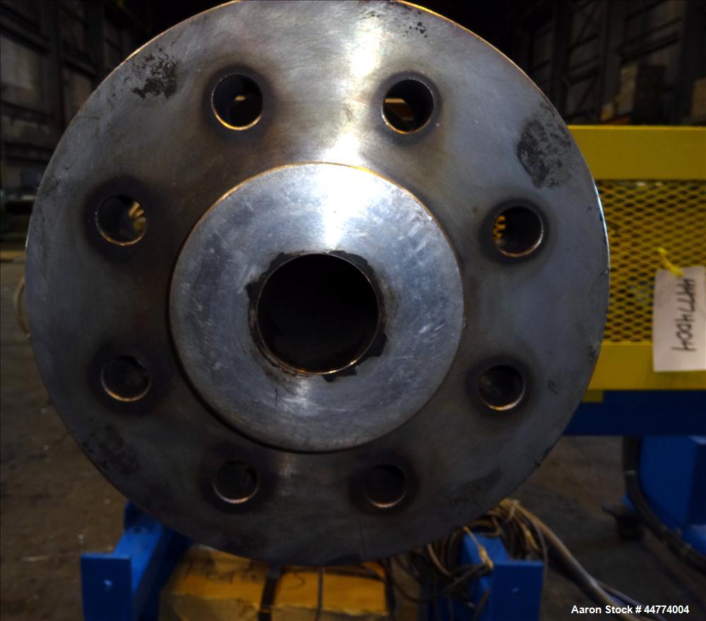 Used LCI Gear Pump, Model ES90/90. Driven by a Marathon 40 hp, 190-380 volt, 3600 rpm motor with a Sew-Eurodrive 18.96:1 gearbox ratio. Mounted on carbon steel frame with casters.