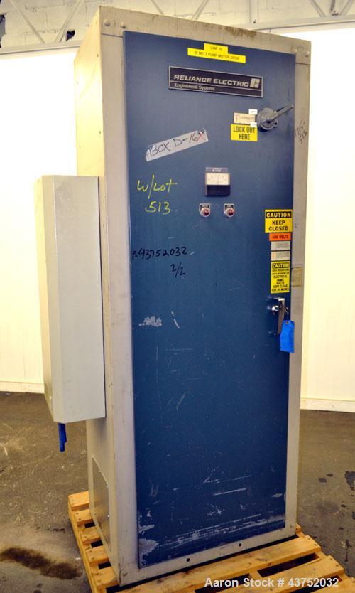 Used Maag Extrex Gear Pump, Model 56/56. Approximately 92.6 cubic meters per revolution Driven by a 10 hp, 500 volt, 1750 rpm DC motor with reducer, ratio 19.5 to 1. Mounted on a carbon steel stand w...