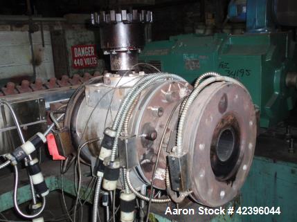 Used Maag gear pump, model EXTREX, type 90/90, rated up to 350 bar discharge pressure, 350 degrees C max temperature, 30,000 Pas max viscosity, 120 bar max inlet pressure, with 30 hp 500 volt DC moto...