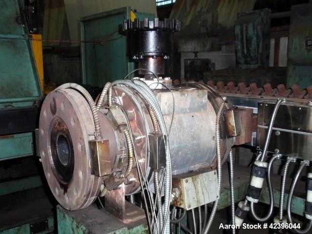 Used Maag gear pump, model EXTREX, type 90/90, rated up to 350 bar discharge pressure, 350 degrees C max temperature, 30,000 Pas max viscosity, 120 bar max inlet pressure, with 30 hp 500 volt DC moto...