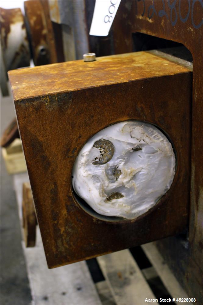 Used Maag Gear Pump, Model Polyrex 180/125, Carbon Steel. 3 Tons per hour. Includes a 5-1/4" screen changer, shaft 8" diameter x 122" long and Herion power pack, driven by 2.2kW, 3/50/380 volt, 1420 ...