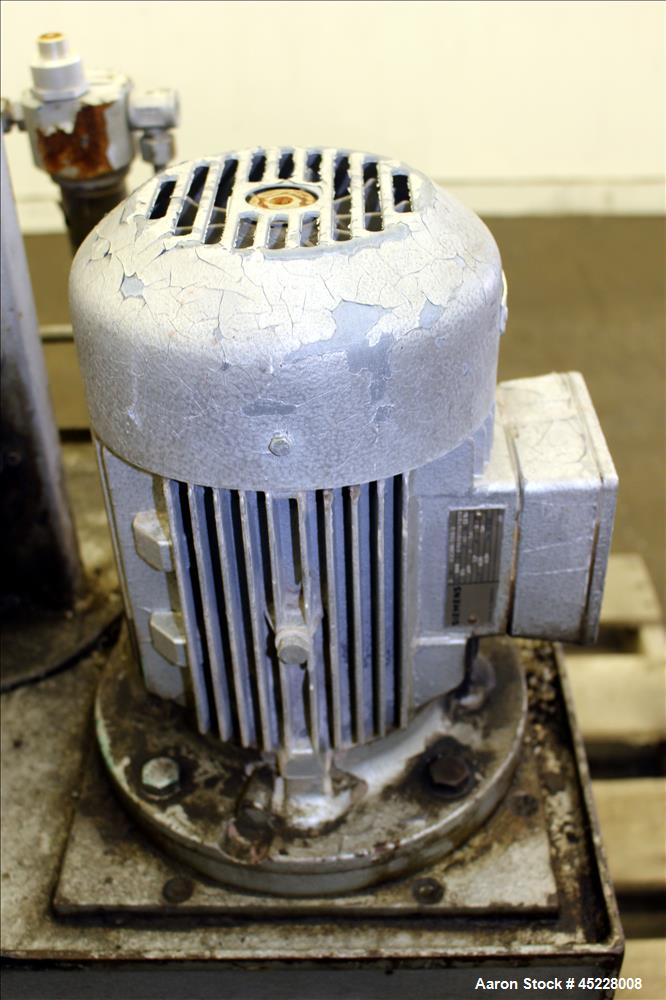 Used Maag Gear Pump, Model Polyrex 180/125, Carbon Steel. 3 Tons per hour. Includes a 5-1/4" screen changer, shaft 8" diameter x 122" long and Herion power pack, driven by 2.2kW, 3/50/380 volt, 1420 ...