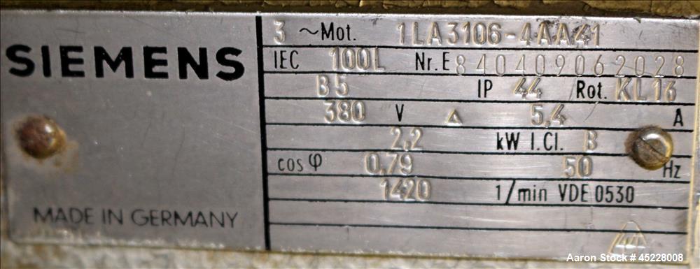 Used Maag Gear Pump, Model Polyrex 180/125, Carbon Steel. 3 Tons per hour. Includes a 5-1/4" screen changer, shaft 8" diameter x 122" long and Herion power pack, driven by 2.2kW, 3/50/380 volt, 1420 ...