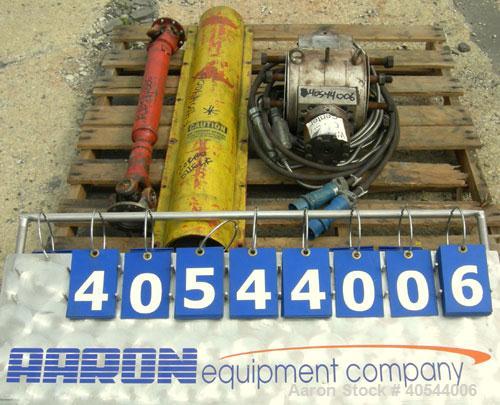 Used Maag Extrex gear pump, type 56/56. Approximately 92.6 cubic meters per revolution. Approximately 2 5/8" openings. Driven by a 15 hp, 240 volt, 1750 rpm DC motor with a reducer, ratio 20.55 to 1....