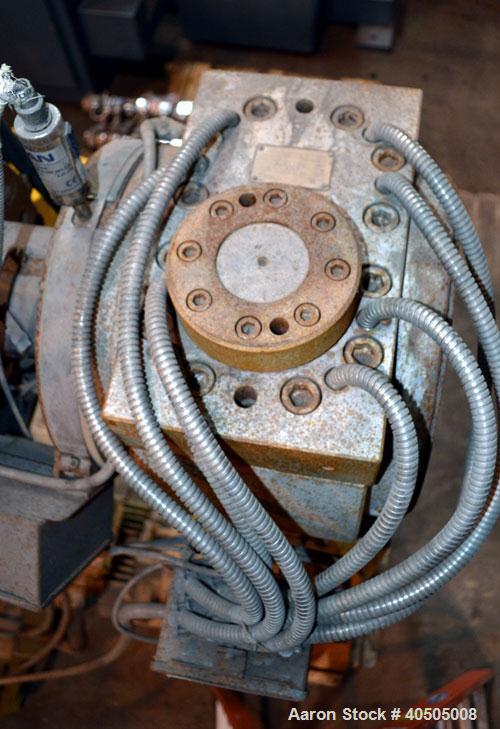 Used Maag Gear Pump, Model EP 112/70-2000. Driven by a 40hp, 3/60/230/460 volt, 1760 rpm motor thru a reducer, ratio 31.28 to 1.