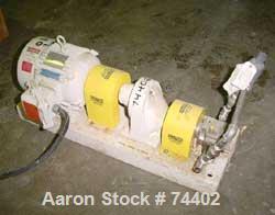 USED: Maag gear pump, model TX/22/13E, stainless steel. Approx .15liter per minute, 50-20,000 SP viscosity. 0 psi suction, 145 psidischarge. Approx 3/4" inlet/outlet. Driven by a 2 hp, 3/60/230/460vo...