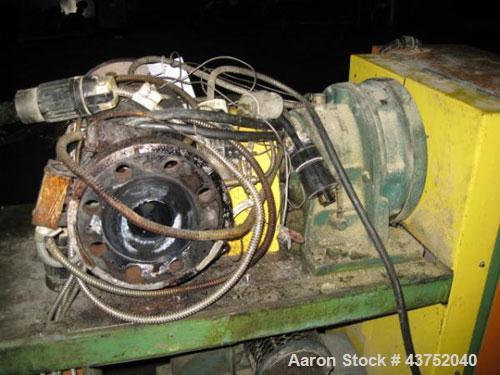 Used Maag Gear Pump. 10 Hp motor and control panel. Last used on a 4.5", 200 hp extruder. Mouunted on a cart.