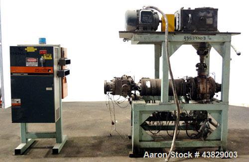 Used Extrex Gear Type Melt Pump. Driven by a 40hp, 3/60/208-230/460 volt, 1780 rpm motor with a Falk Model 284AFXD2A RAM gearbox, ratio 21.19 to 1. Floor standing vertical type support stand, approxi...