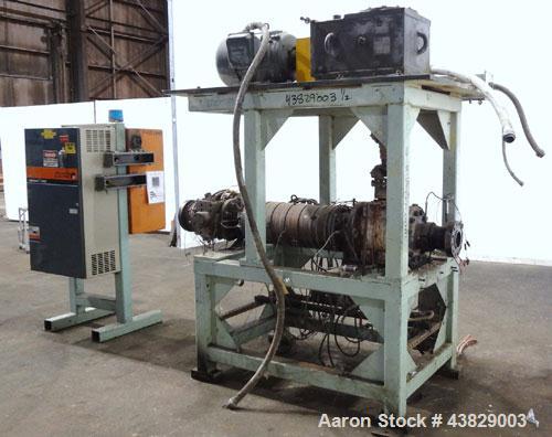 Used Extrex Gear Type Melt Pump. Driven by a 40hp, 3/60/208-230/460 volt, 1780 rpm motor with a Falk Model 284AFXD2A RAM gearbox, ratio 21.19 to 1. Floor standing vertical type support stand, approxi...