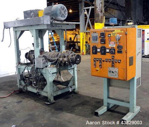 Used Extrex Gear Type Melt Pump. Driven by a 40hp, 3/60/208-230/460 volt, 1780 rpm motor with a Falk Model 284AFXD2A RAM gearbox, ratio 21.19 to 1. Floor standing vertical type support stand, approxi...