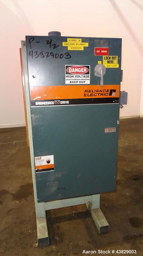 Used Extrex Gear Type Melt Pump. Driven by a 40hp, 3/60/208-230/460 volt, 1780 rpm motor with a Falk Model 284AFXD2A RAM gearbox, ratio 21.19 to 1. Floor standing vertical type support stand, approxi...