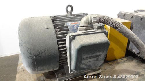 Used Extrex Gear Type Melt Pump. Driven by a 40hp, 3/60/208-230/460 volt, 1780 rpm motor with a Falk Model 284AFXD2A RAM gearbox, ratio 21.19 to 1. Floor standing vertical type support stand, approxi...