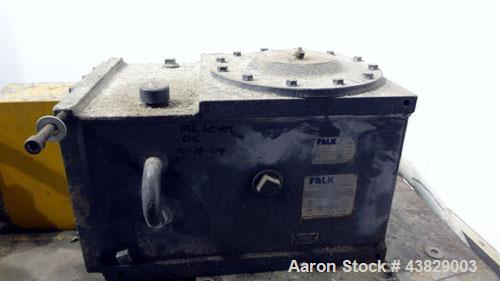 Used Extrex Gear Type Melt Pump. Driven by a 40hp, 3/60/208-230/460 volt, 1780 rpm motor with a Falk Model 284AFXD2A RAM gearbox, ratio 21.19 to 1. Floor standing vertical type support stand, approxi...