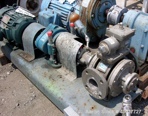 Used- Blackmer Gear Pump, Model SNP2.5, stainless steel construction, 2.5" inlet/outlet, rated up to 155 gpm, on base with 7...