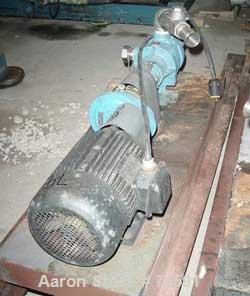 Used Viking Pump, Model K724, Stainless Steel. Approximately 35 gallons per minute at 420 RPM, 2" diameter inlet/outlet. Direct driven by a 7-1/2 HP, 3/60/230/460 Volt, 1745 RPM motor thru a reducer....