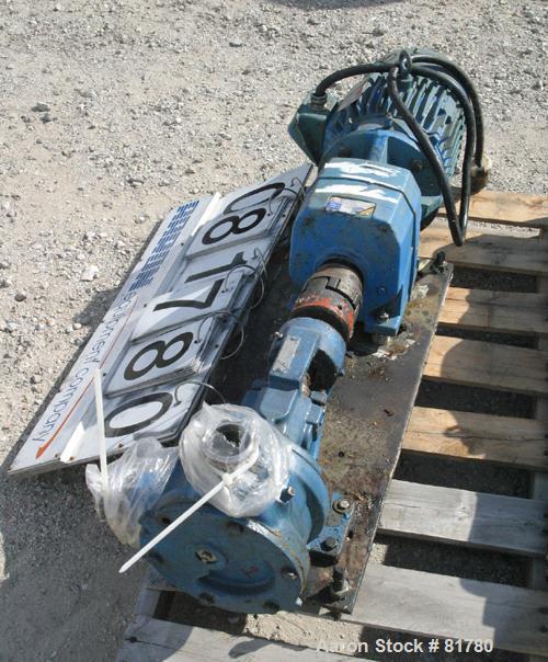 Used Viking Heavy Duty Internal Gear Pump, Model KK125, Carbon Steel. Approximately 100 gallons per minute at 780 rpm, maximum 200 psi. 2" NPT inlet/outlet. Driven by a 5 hp, 3/60/230/460 volt, 1750 ...
