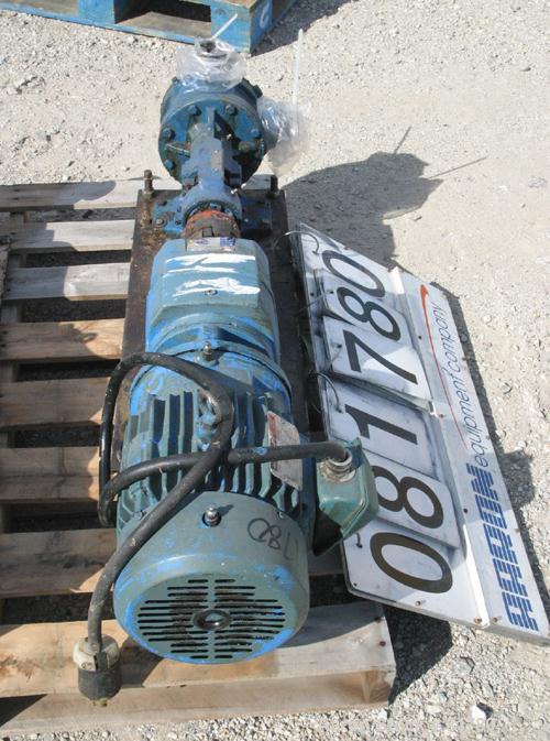 Used Viking Heavy Duty Internal Gear Pump, Model KK125, Carbon Steel. Approximately 100 gallons per minute at 780 rpm, maximum 200 psi. 2" NPT inlet/outlet. Driven by a 5 hp, 3/60/230/460 volt, 1750 ...