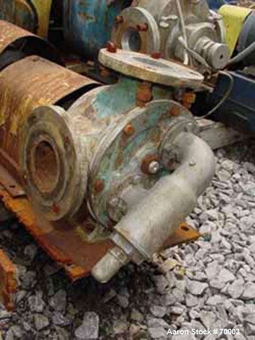 Used- Viking rotary pump, model LL32, stainless steel. 140 gallons per minute at 520 rpm, 3" diameter inlet/outlet. Direct d...