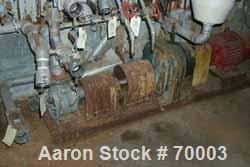 Used Viking rotary pump, model LL32, stainless steel. 140 gallons per minute at 520 rpm, 3" diameter inlet/outlet. Direct driven by a 7-1/2 hp, 3/60/208-230/460 volt, 1745 rpm XP motor, Class 1, Grou...