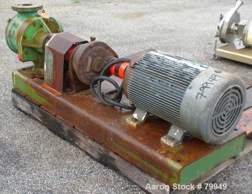 Used Viking Rotary Pump, Model LQ4724, 316 Stainless Steel. Approximately 90 gallons per minute at 420 RPM, 2-1/2" diameter inlet/outlet. Driven by a 7.5 HP, 3/60/208-230/460 Volt, 1140 RPM motor wit...