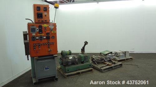Used Welex Gear Pump, Model GP 56. Driven by a 20Hp, 500 volt, 1750/2300 rpm DC motor thru a cone drive, ratio 10 to 1. Includes a control panel. Serial# 6249, built 1995.