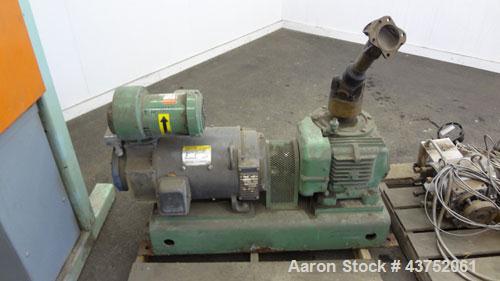 Used Welex Gear Pump, Model GP 56. Driven by a 20Hp, 500 volt, 1750/2300 rpm DC motor thru a cone drive, ratio 10 to 1. Includes a control panel. Serial# 6249, built 1995.