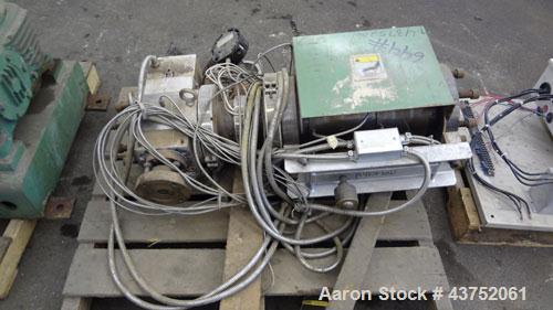 Used Welex Gear Pump, Model GP 56. Driven by a 20Hp, 500 volt, 1750/2300 rpm DC motor thru a cone drive, ratio 10 to 1. Includes a control panel. Serial# 6249, built 1995.