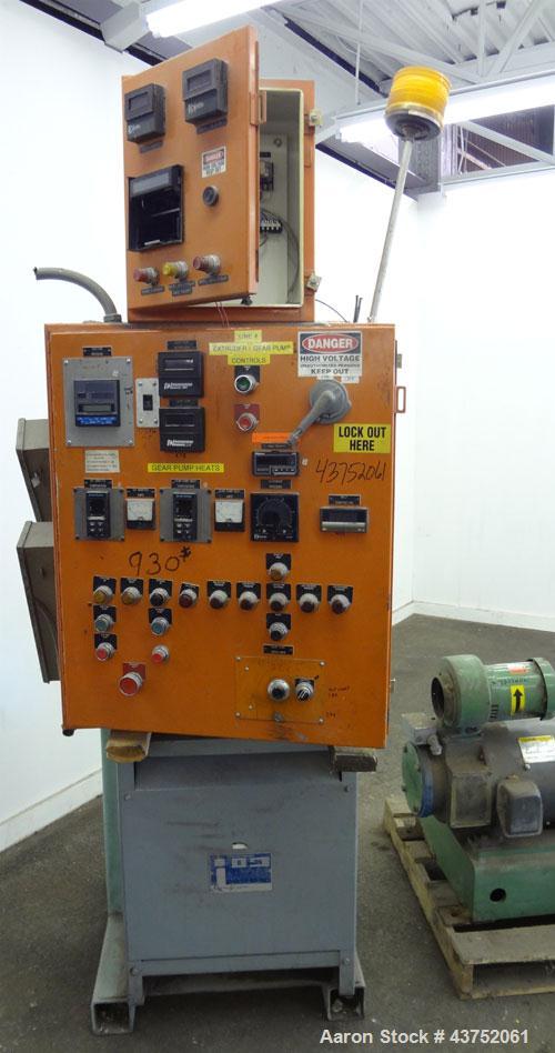 Used Welex Gear Pump, Model GP 56. Driven by a 20Hp, 500 volt, 1750/2300 rpm DC motor thru a cone drive, ratio 10 to 1. Includes a control panel. Serial# 6249, built 1995.