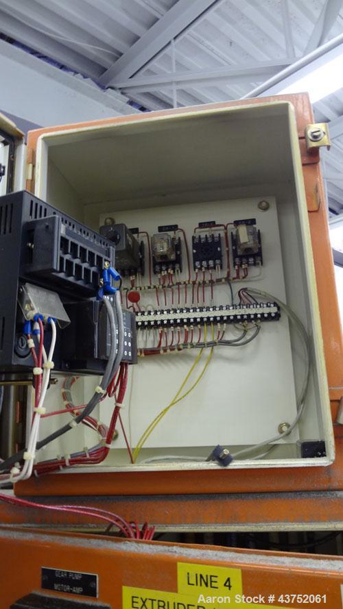 Used Welex Gear Pump, Model GP 56. Driven by a 20Hp, 500 volt, 1750/2300 rpm DC motor thru a cone drive, ratio 10 to 1. Includes a control panel. Serial# 6249, built 1995.