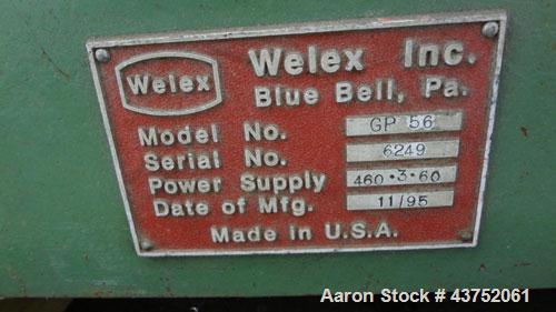 Used Welex Gear Pump, Model GP 56. Driven by a 20Hp, 500 volt, 1750/2300 rpm DC motor thru a cone drive, ratio 10 to 1. Includes a control panel. Serial# 6249, built 1995.