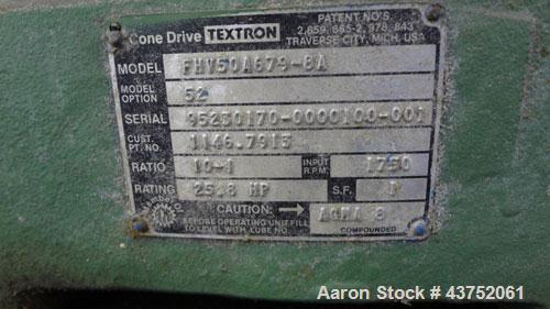 Used Welex Gear Pump, Model GP 56. Driven by a 20Hp, 500 volt, 1750/2300 rpm DC motor thru a cone drive, ratio 10 to 1. Includes a control panel. Serial# 6249, built 1995.