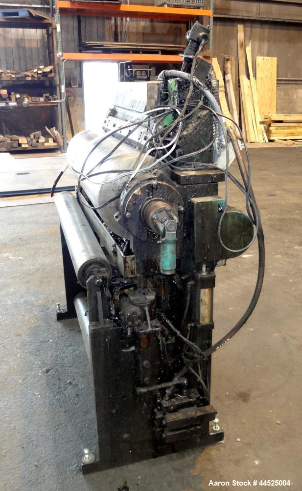 Used Genik Knife-Over-Roll Coater. 12" diameter x 44" face. single roll, chrome plated, water chilled with stationary scraper knife. Manual jack attachment to adjust gap.
