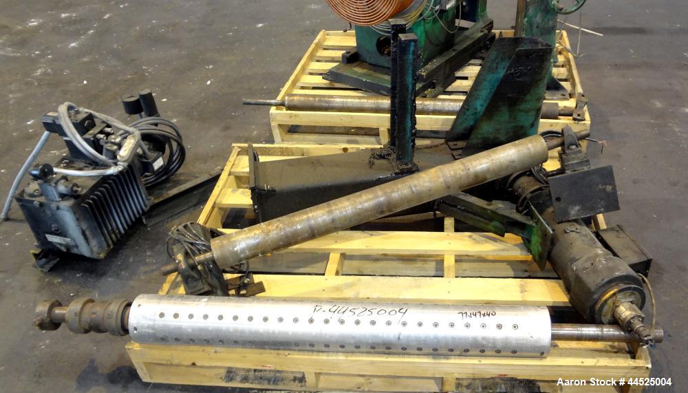 Used Genik Knife-Over-Roll Coater. 12" diameter x 44" face. single roll, chrome plated, water chilled with stationary scraper knife. Manual jack attachment to adjust gap.
