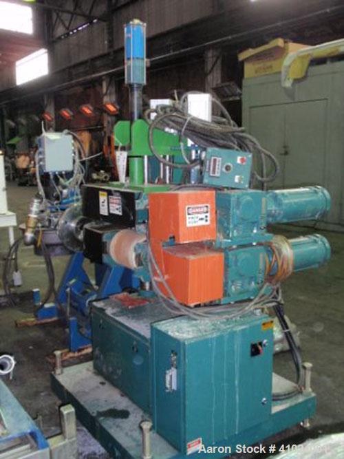 Used CDS Artificial Lumber Embosser, Model CES 2-8 . (1) 8'' diameter x 10'' face embossing roll set up for 8" wide embossing. Roll constructed of metal with air cylinder pressure. Driven by a 1 1/2 ...