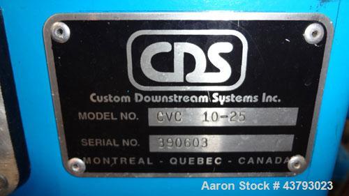 Used Custom Downstream Systems Vacuum Calibration Table, Model CVC 10-25. 304 Stainless steel tank approximate 14" wide x 97" long x 13" deep, table 25-1/2" wide x 120" long. Includes a plastic top t...