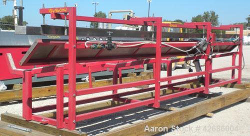 Used Crown Dump Table. 13" Wide x 203" long stainless steel dump table with tilt cylinder. (2) Stainless steel guide rails. Tipping speed can be adjusted with exhaust throttle vale. Mounted on a carb...