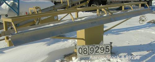 USED: Royal Machine dual lane dump table, model 158. (2) 6" wide x 236" long pneumatically operated stainless steel rails. Mounted on a carbon steel frame. Built 1996.