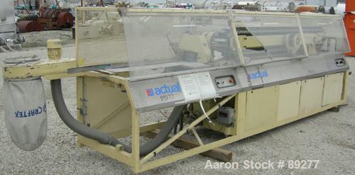 Used Actual Puller/Cutter, Model ARZ3000. (2) 9" wide x 96" long contact area, pneumatically adjustable cleated rubber belts, approximate 6" daylight. Driven by an approximate 5 hp motor. (1) Upactin...