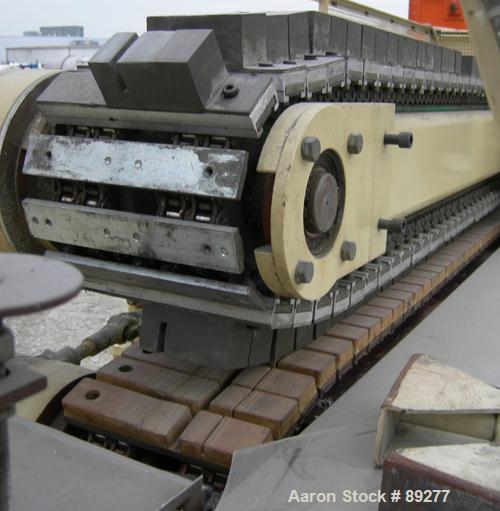 Used Actual Puller/Cutter, Model ARZ3000. (2) 9" wide x 96" long contact area, pneumatically adjustable cleated rubber belts, approximate 6" daylight. Driven by an approximate 5 hp motor. (1) Upactin...