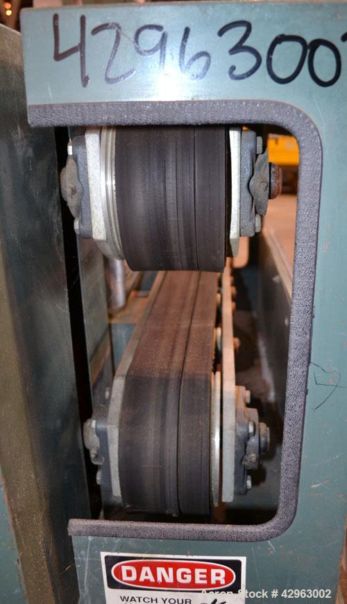 Used Al-Be Industries Puller, Model PV400AC. (2) 3-1/2’’ Wide x 32’’ long contact  rubber belts. 0’’ to 4’’ Capacity opening, manually adjustable. Driven by a 2hp, 3/60/230/460 volt , 1725 rpm gear m...