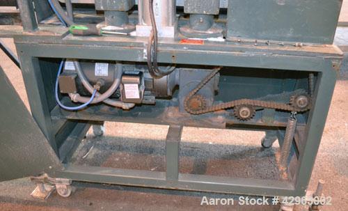 Used Al-Be Industries Puller, Model PV400AC. (2) 3-1/2’’ Wide x 32’’ long contact  rubber belts. 0’’ to 4’’ Capacity opening, manually adjustable. Driven by a 2hp, 3/60/230/460 volt , 1725 rpm gear m...