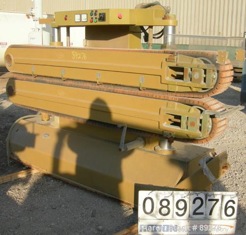 Used Becz Machine Belt Puller, Model 051. (2) 8" wide x 8' long contact area. Top belt motorized adjustment, bottom belt manually adjustable. Driven by an approximate 5 hp motor. Includes control pan...