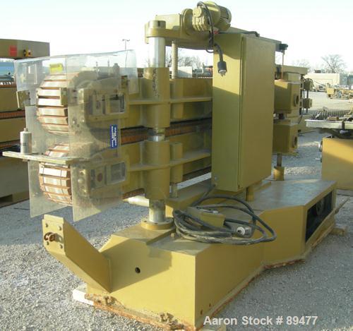 USED: Becz Machine belt puller, model 051. (2) 8" wide x 8' long contact area. Top belt motorized adjustment, bottom belt manually adjustable. Driven by an approximate 5 hp motor. Includes control pa...