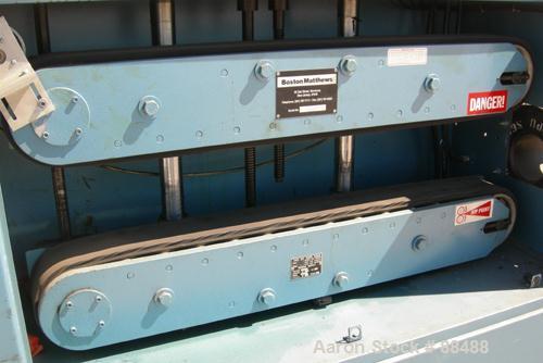 USED: Boston Matthews belt puller, model CL650-UT. (2) Manually adjustable belts, 4-1/2" wide x 42" long contact area. Driven by a 3 hp, 180 volt, 1750 rpm DC motor with reducer. Approximately 1-143 ...