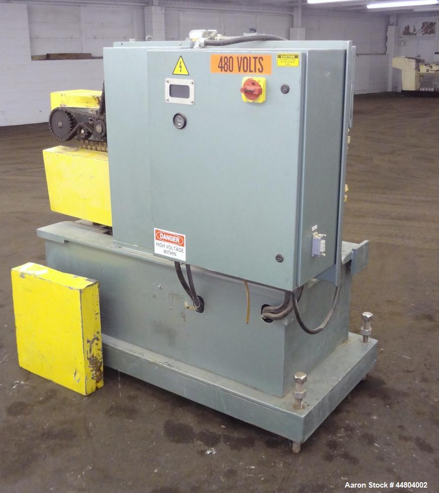 Used Conair Cleated Belt Puller, Model PC8-50-L.  7-1/2" Wide x 50" long contact surfaces.  Rated 1-10 feet per minute. Independently driven belts with 2 hp, 230/460 volt motors on stand with control...