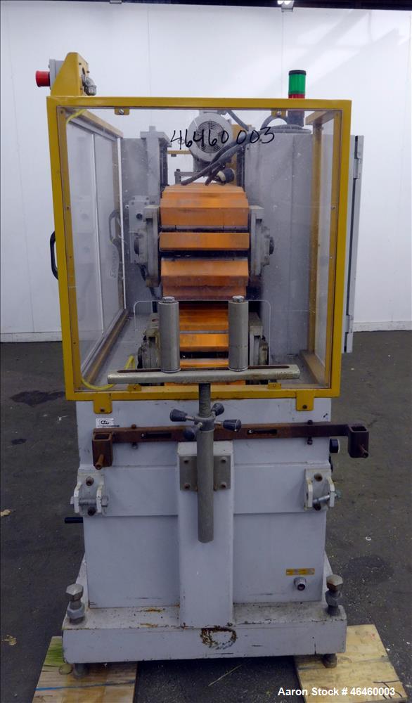 Used Custom Downstream Systems Cleated Puller, Model CCH 96-10Q. (2) 10" Wide x 96" long contact area cleated belts. Approximate 1 to 20 feet per minute. Each belt driven by 3 hp, 3/60/230/460 volt, ...