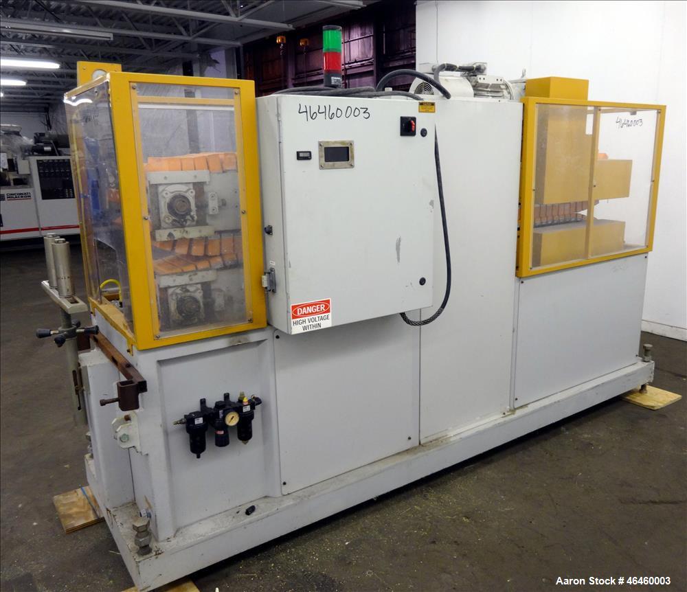 Used Custom Downstream Systems Cleated Puller, Model CCH 96-10Q. (2) 10" Wide x 96" long contact area cleated belts. Approximate 1 to 20 feet per minute. Each belt driven by 3 hp, 3/60/230/460 volt, ...
