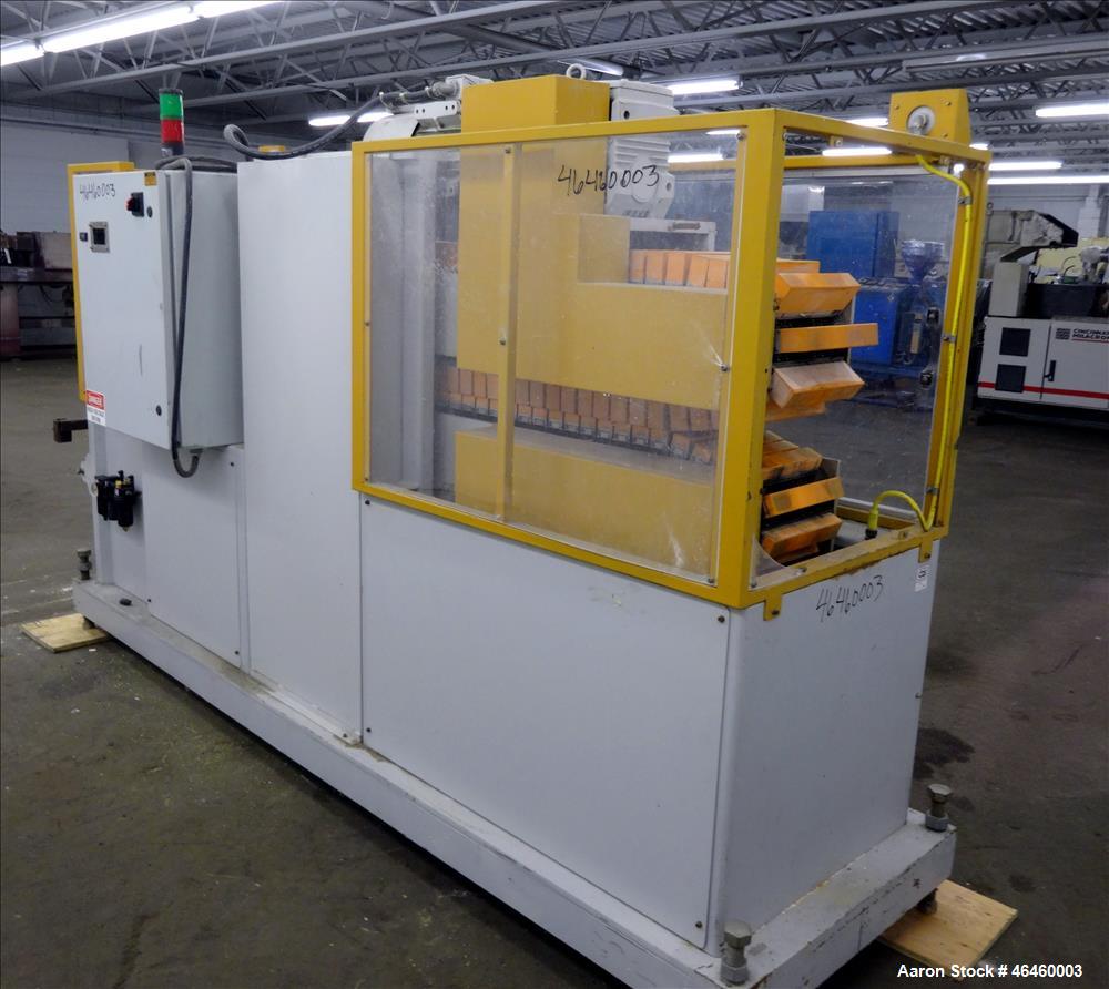 Used Custom Downstream Systems Cleated Puller, Model CCH 96-10Q. (2) 10" Wide x 96" long contact area cleated belts. Approximate 1 to 20 feet per minute. Each belt driven by 3 hp, 3/60/230/460 volt, ...